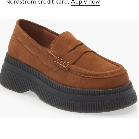 Ganni Shoes - New GANNI wallaby creeper-sole loafers size 11.5 women's Cognac penny chunky